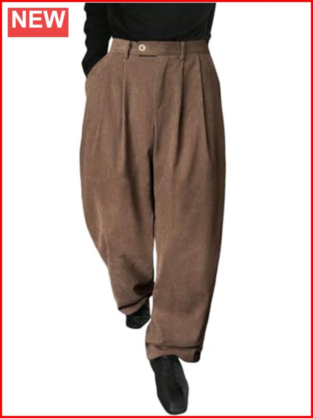 Men's Tailored Pleated Trousers Slant Pocket Loose Fit Work Office Pants